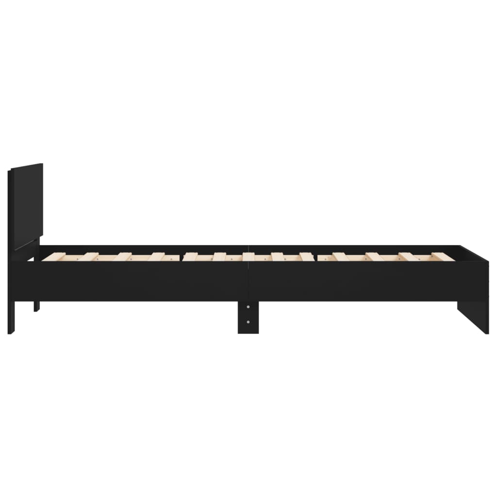 Giroletto con Testiera Nero 100x200 cm in Legno Multistrato