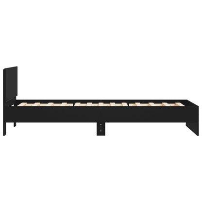 Giroletto con Testiera Nero 100x200 cm in Legno Multistrato