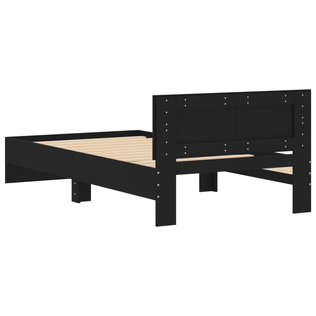 Giroletto con Testiera Nero 100x200 cm in Legno Multistrato