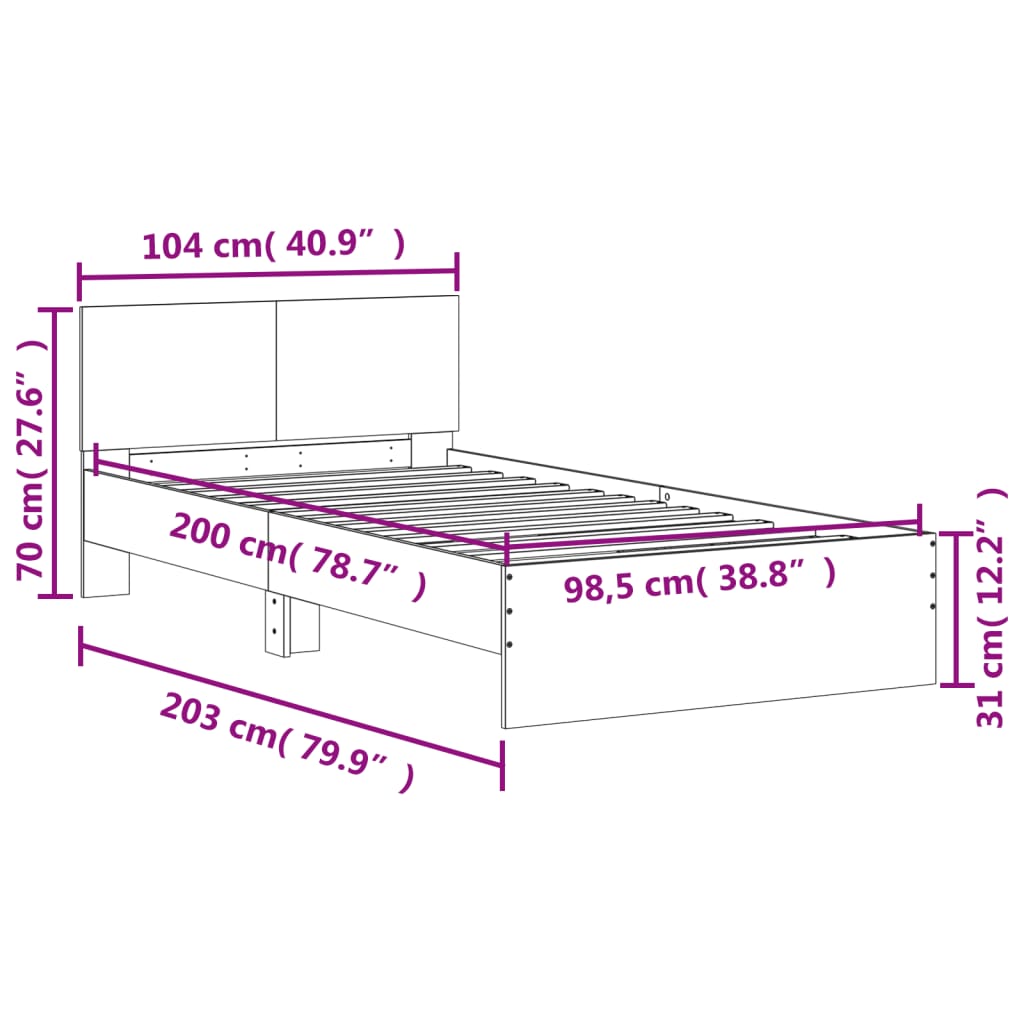 Giroletto Testiera Grigio Cemento 100x200 cm Legno Multistrato | homemem39