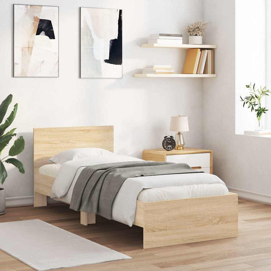 Giroletto senza Materasso con Testiera Rovere Sonoma 90x200 cm | homemem39