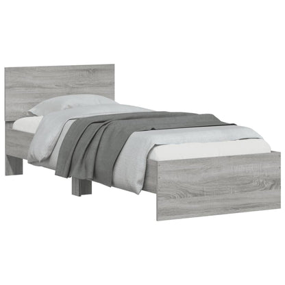 Giroletto con Testiera Grigio Sonoma 90x200cm Legno Multistrato