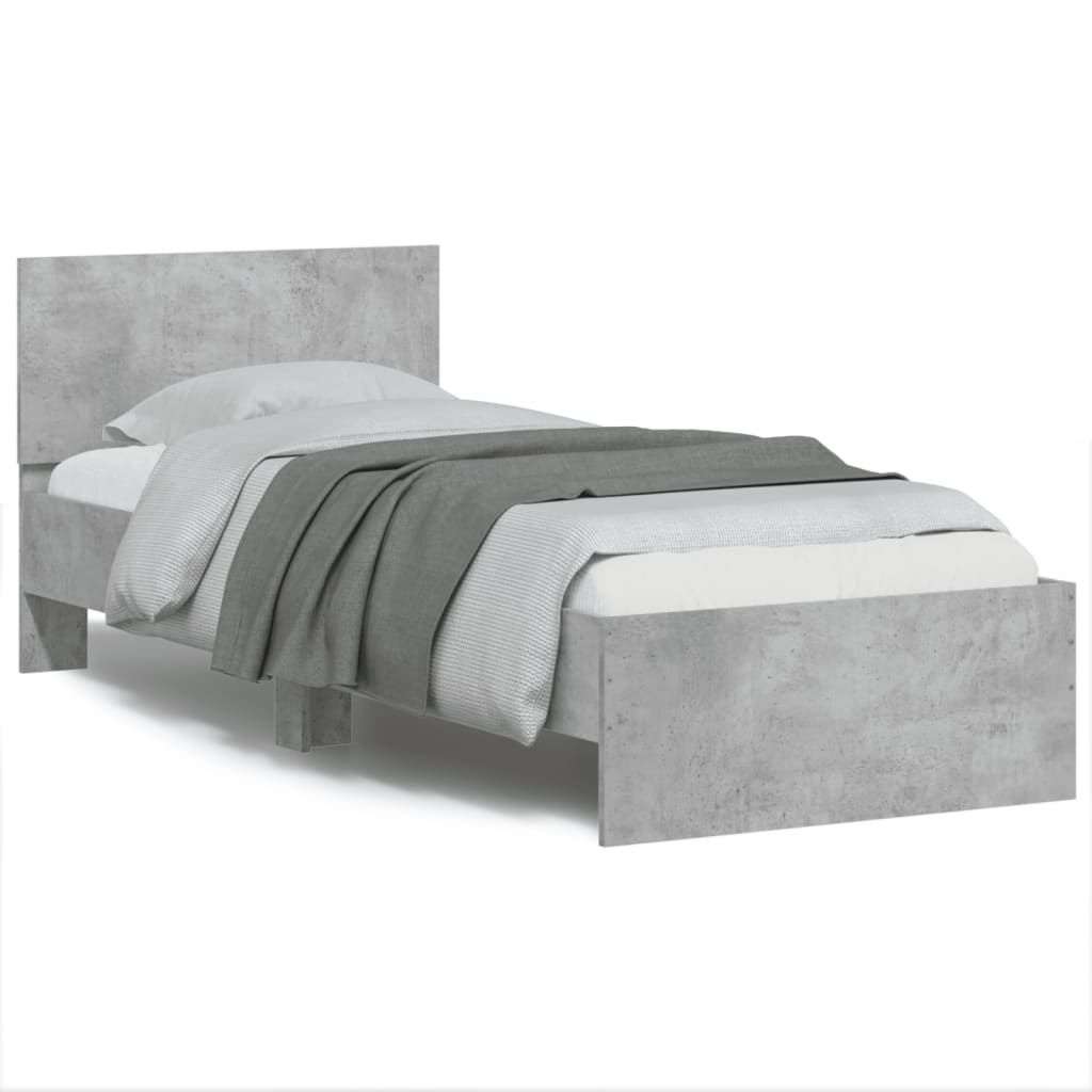 Giroletto e Testiera Grigio Cemento 90x190 cm Legno Multistrato | homemem39