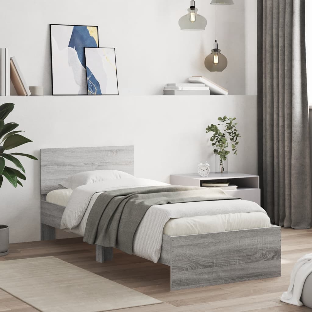 Giroletto con Testiera Grigio Sonoma 90x190cm Legno Multistrato | homemem39