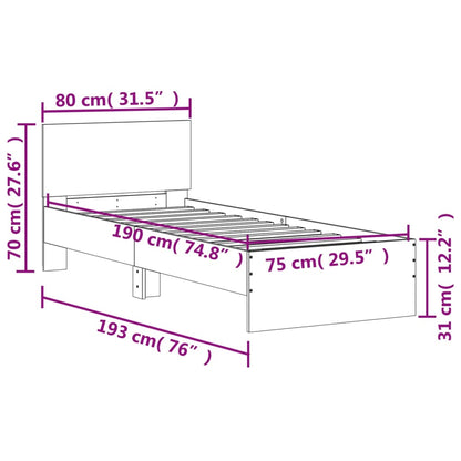 Giroletto con Testiera Bianco 75x190 cm in Legno Multistrato - homemem39