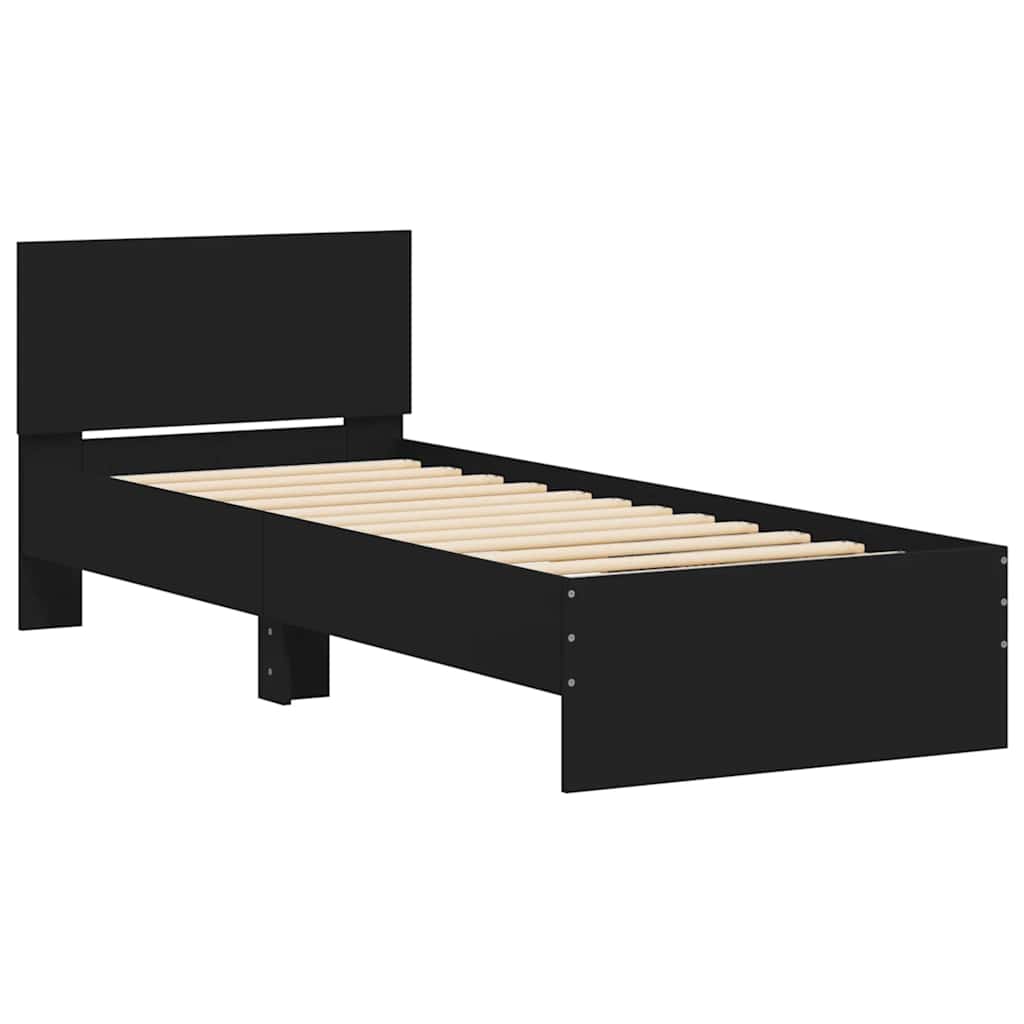 Giroletto con Testiera Nero 75x190 cm in Legno Multistrato - homemem39