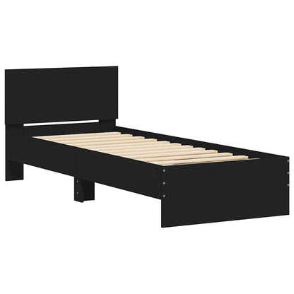 Giroletto con Testiera Nero 75x190 cm in Legno Multistrato - homemem39