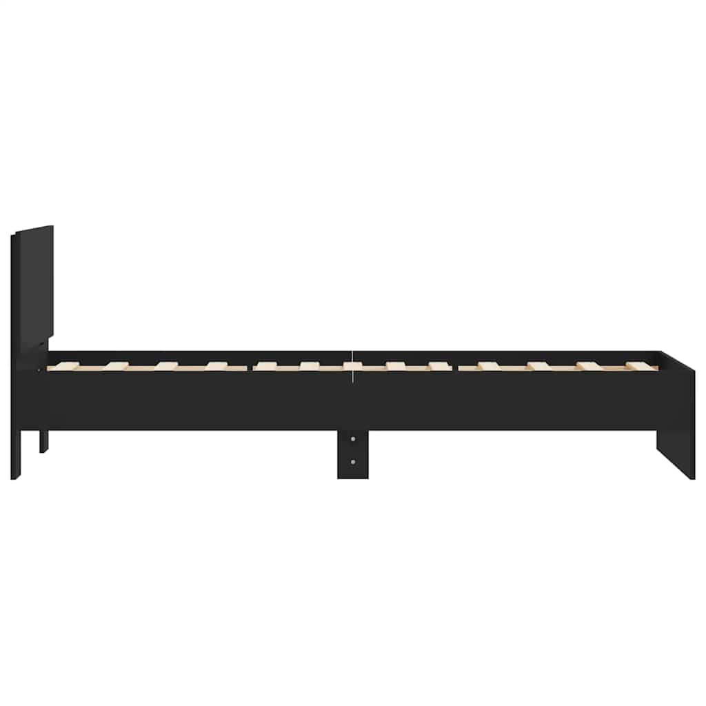 Giroletto con Testiera Nero 75x190 cm in Legno Multistrato - homemem39