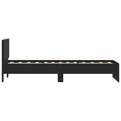 Giroletto con Testiera Nero 75x190 cm in Legno Multistrato - homemem39