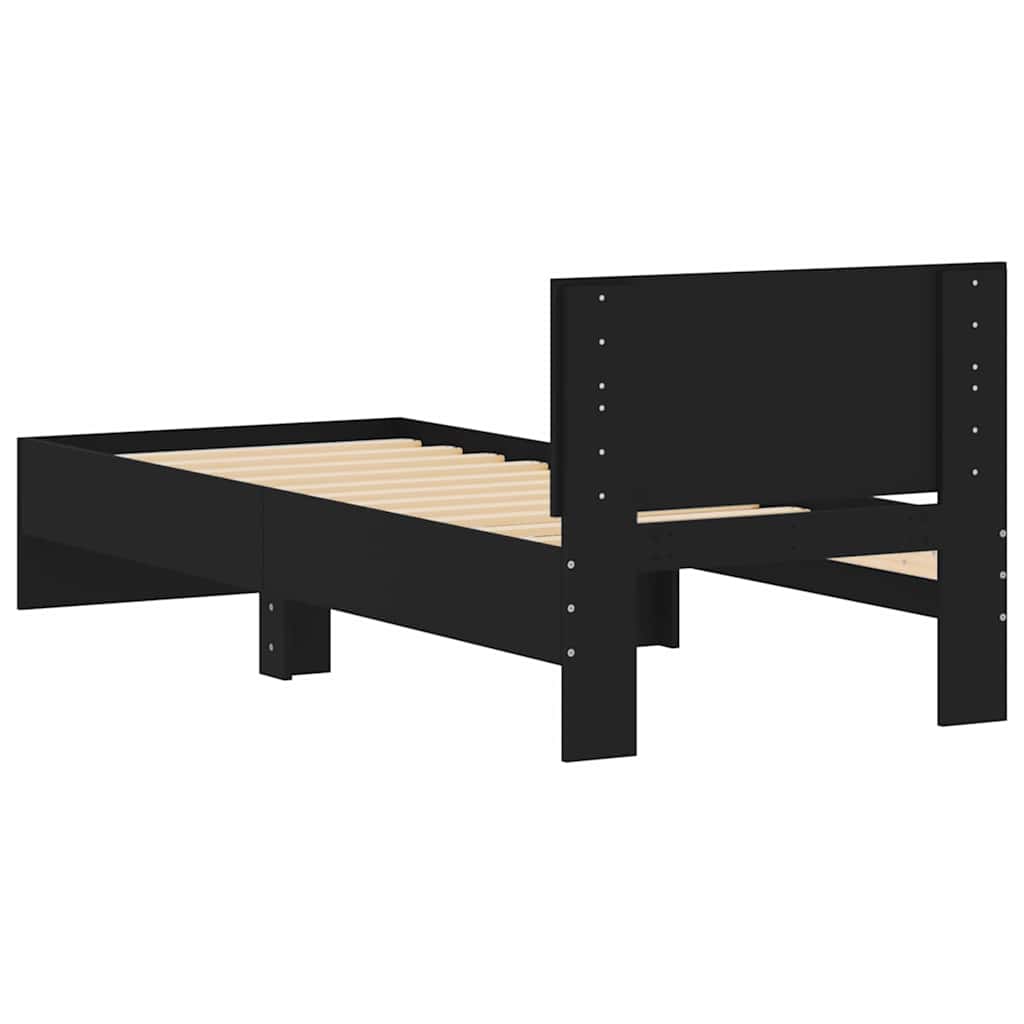 Giroletto con Testiera Nero 75x190 cm in Legno Multistrato - homemem39
