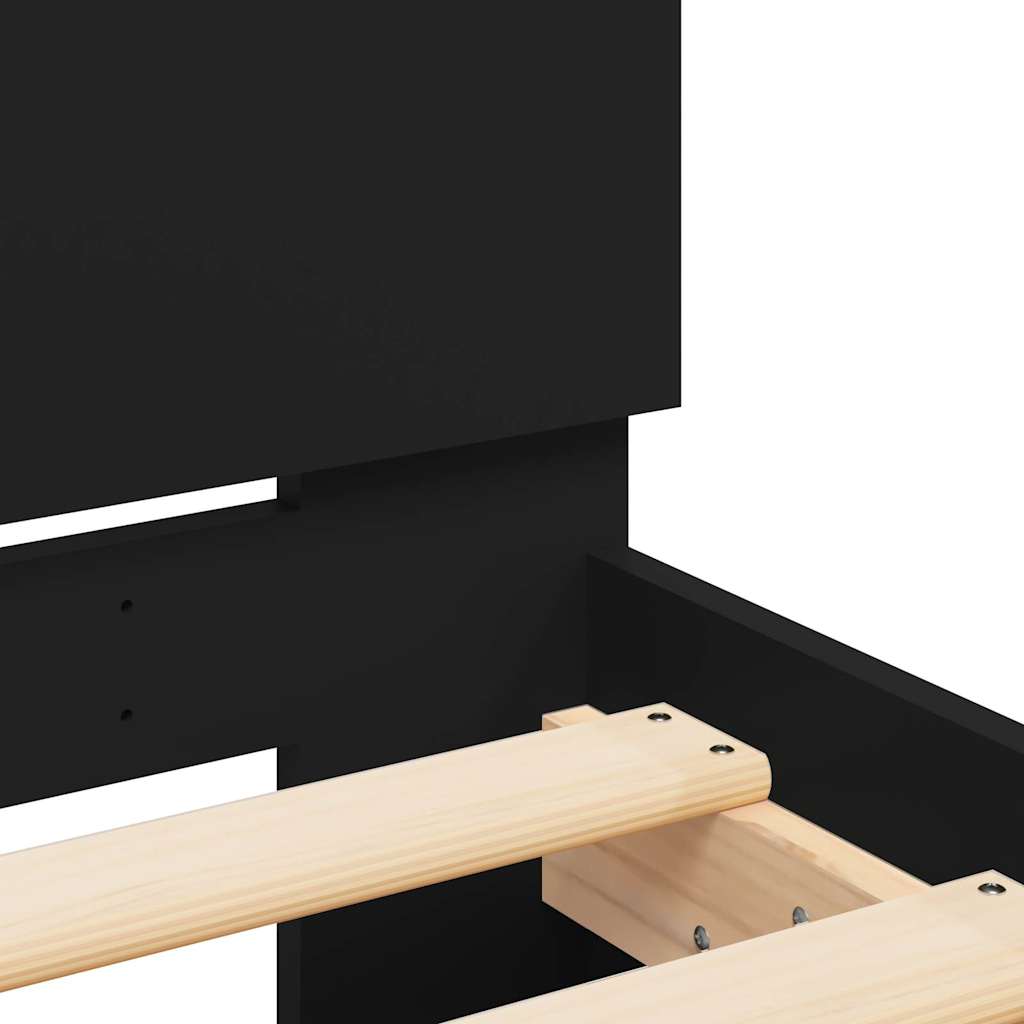 Giroletto con Testiera Nero 75x190 cm in Legno Multistrato - homemem39
