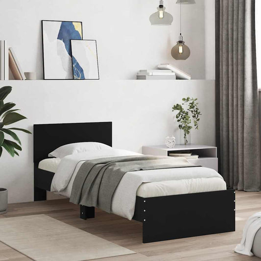 Giroletto con Testiera Nero 75x190 cm in Legno Multistrato - homemem39
