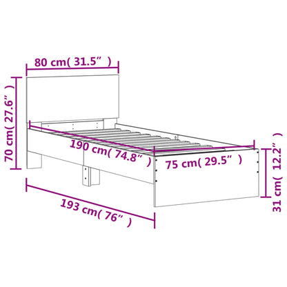 Giroletto con Testiera Rovere Fumo 75x190 cm Legno Multistrato - homemem39