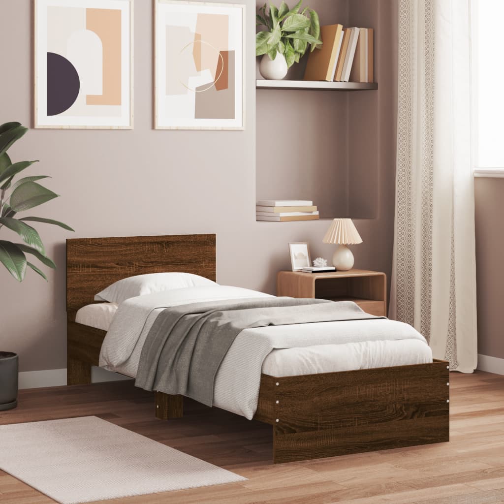 Giroletto senza Materasso con Testiera Rovere Marrone 75x190 cm - homemem39