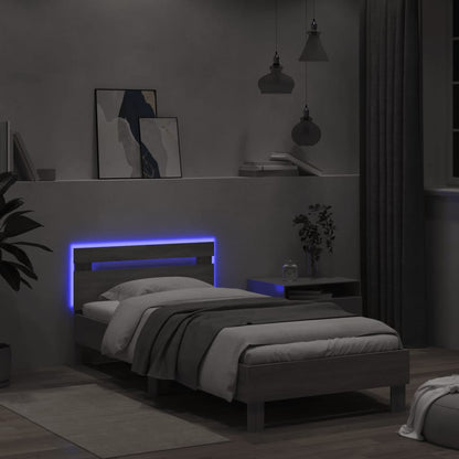 Giroletto con Testiera e LED Grigio Sonoma 100x200 cm | homemem39