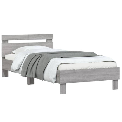 Giroletto con Testiera e LED Grigio Sonoma 100x200 cm | homemem39