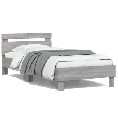 Giroletto con Testiera e LED Grigio Sonoma 100x200 cm | homemem39