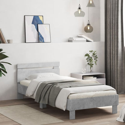 Giroletto con Testiera e LED Grigio Cemento 90x200 cm | homemem39