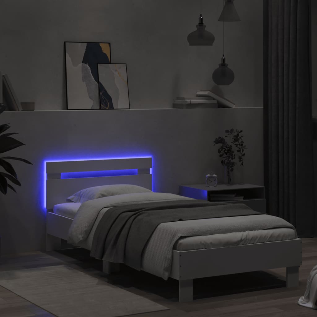 Giroletto con Testiera e LED Bianco 90x190 cm | homemem39