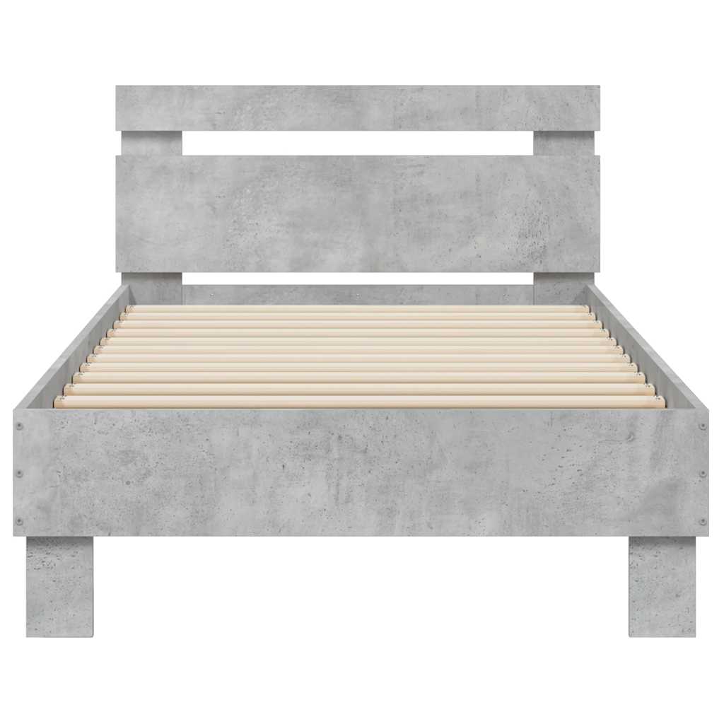 Giroletto con Testiera e LED Grigio Cemento 90x190 cm