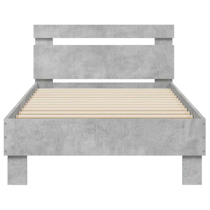 Giroletto con Testiera e LED Grigio Cemento 90x190 cm