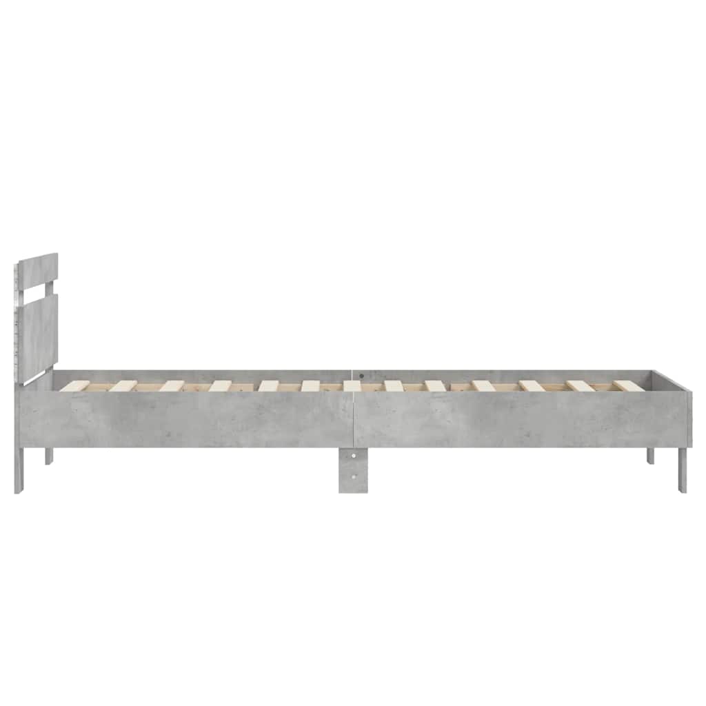 Giroletto con Testiera e LED Grigio Cemento 90x190 cm