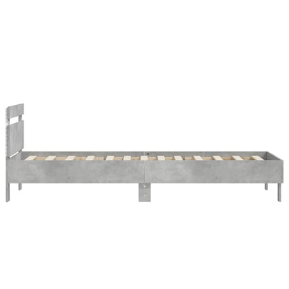 Giroletto con Testiera e LED Grigio Cemento 90x190 cm