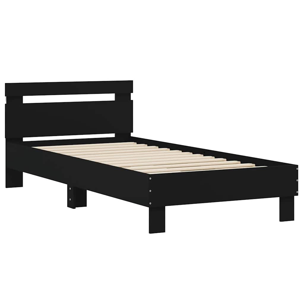 Giroletto con Testiera e LED Nero 75x190 cm | homemem39