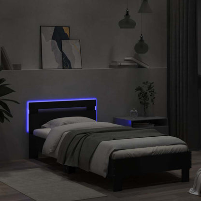 Giroletto con Testiera e LED Nero 75x190 cm | homemem39