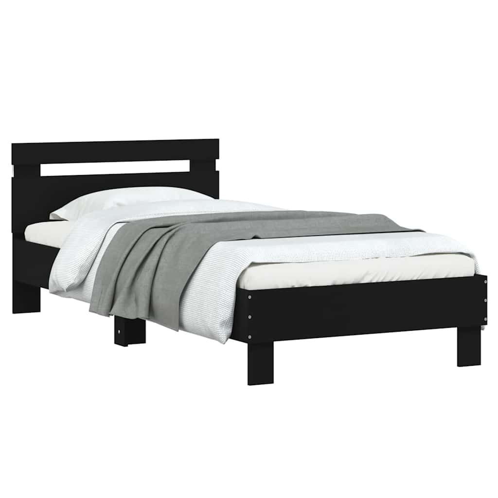 Giroletto con Testiera e LED Nero 75x190 cm | homemem39