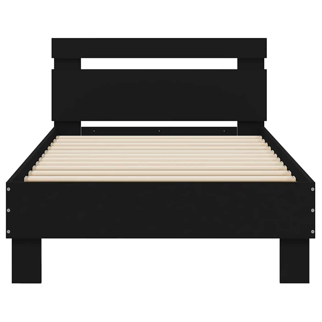 Giroletto con Testiera e LED Nero 75x190 cm | homemem39