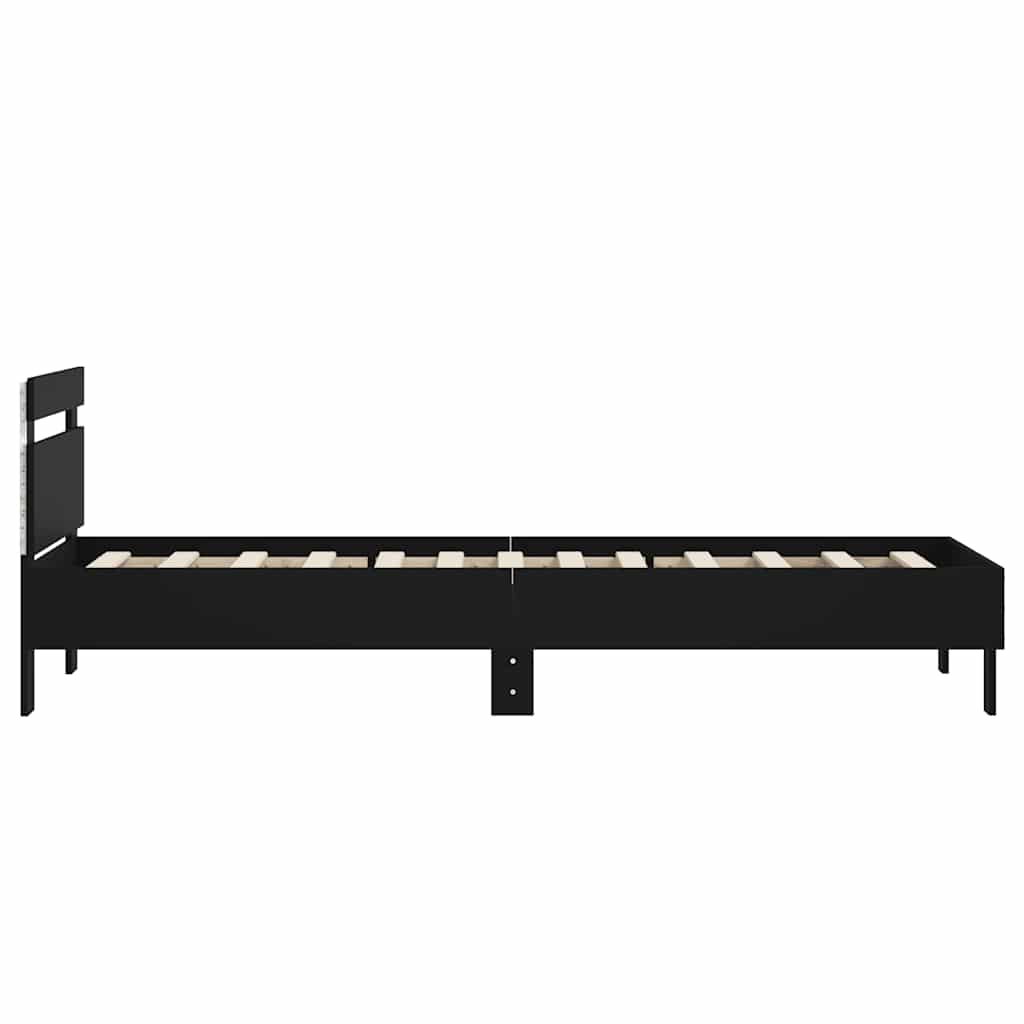 Giroletto con Testiera e LED Nero 75x190 cm | homemem39