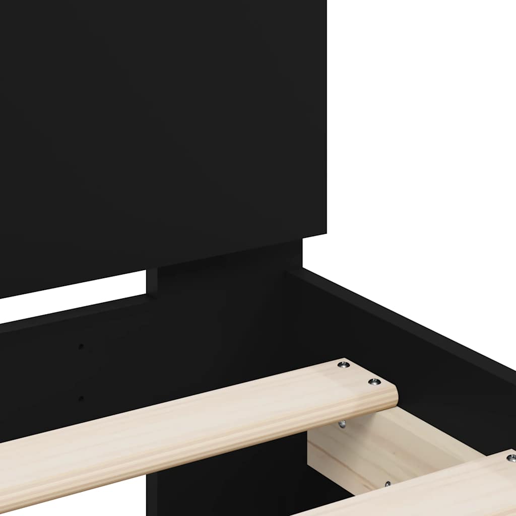 Giroletto con Testiera e LED Nero 75x190 cm | homemem39