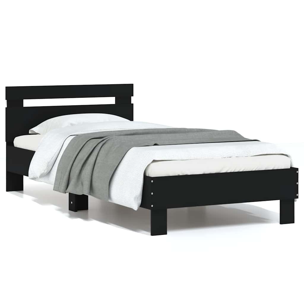 Giroletto con Testiera e LED Nero 75x190 cm | homemem39