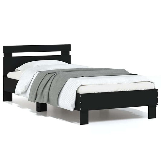 Giroletto con Testiera e LED Nero 75x190 cm | homemem39