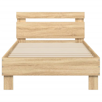 Giroletto con Testiera e LED Rovere Sonoma 75x190 cm | homemem39