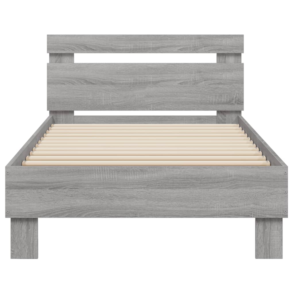 Giroletto con Testiera e LED Grigio Sonoma 75x190 cm | homemem39