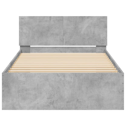 Giroletto con Testiera e LED Grigio Cemento 100x200 cm