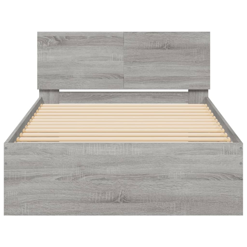 Giroletto con Testiera e LED Grigio Sonoma 100x200 cm