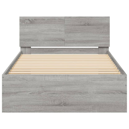 Giroletto con Testiera e LED Grigio Sonoma 100x200 cm