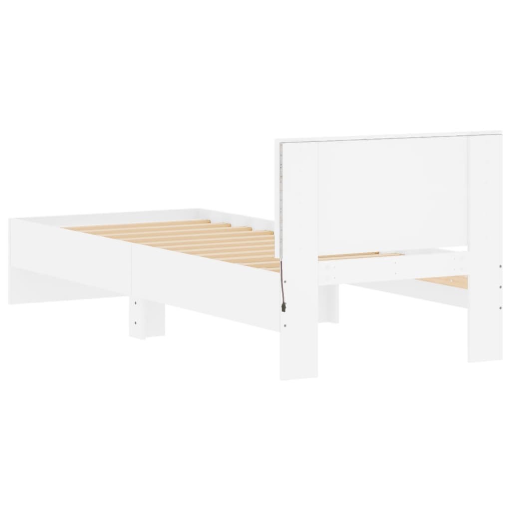 Giroletto con Testiera e LED Bianco 90x200 cm | homemem39
