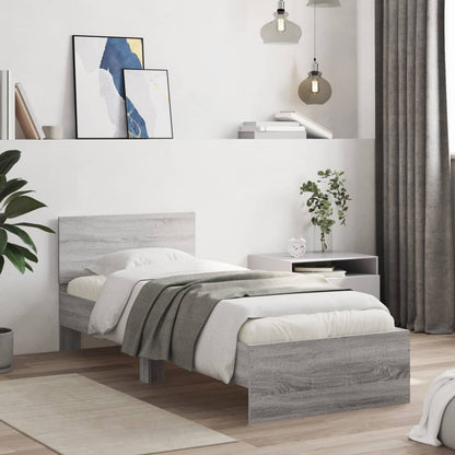 Giroletto con Testiera e LED Grigio Sonoma 90x200 cm | homemem39