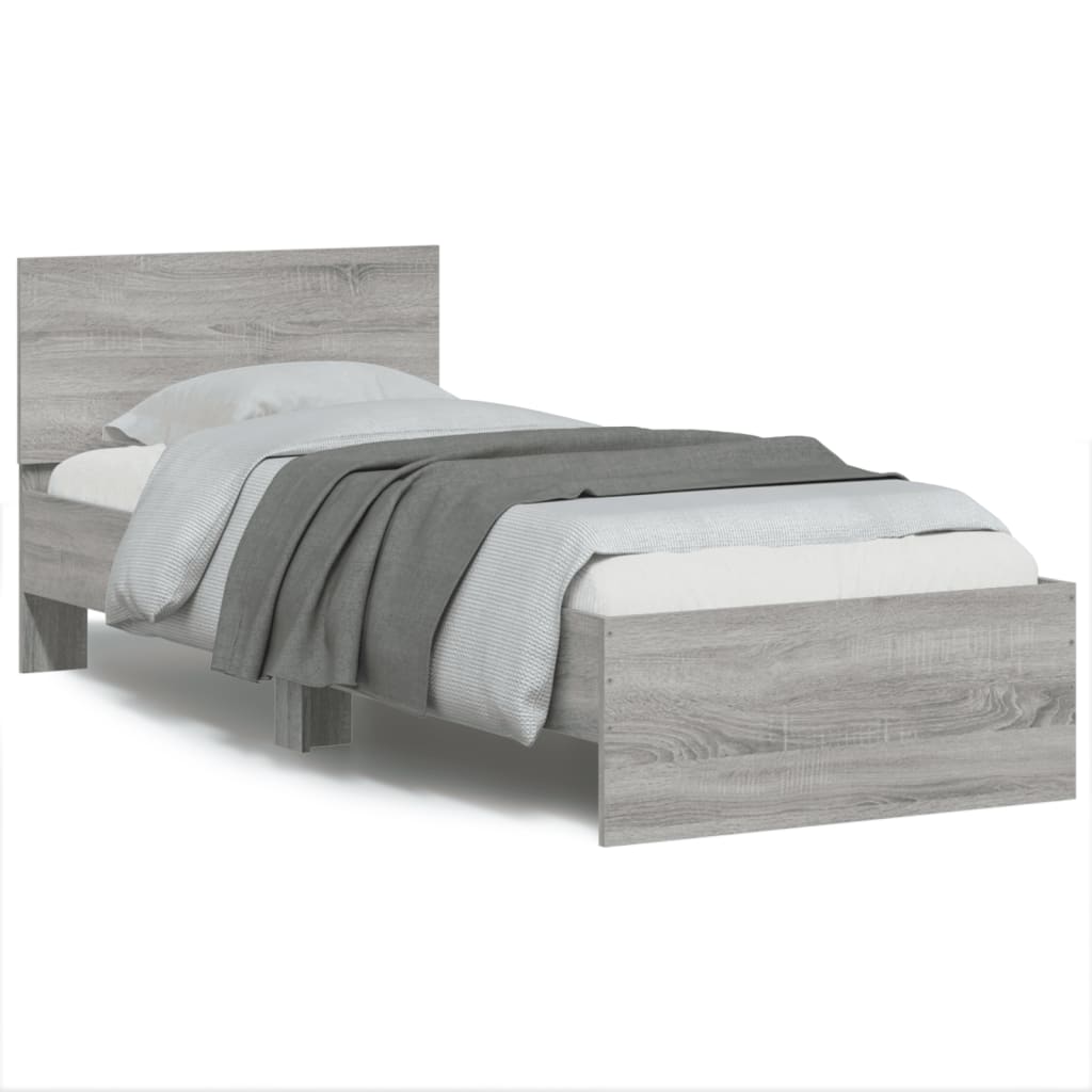 Giroletto con Testiera e LED Grigio Sonoma 90x200 cm | homemem39