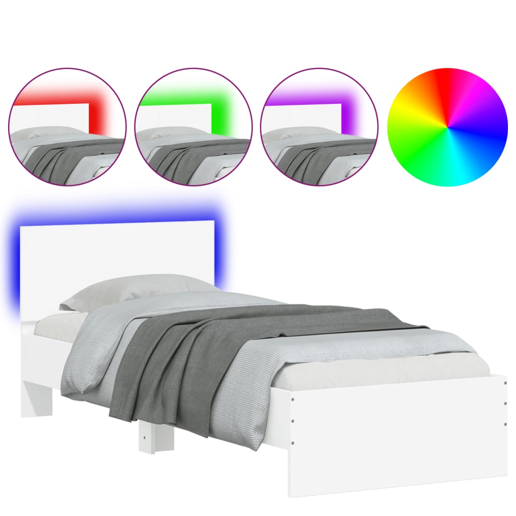 Giroletto con Testiera e LED Bianco 90x190 cm | homemem39