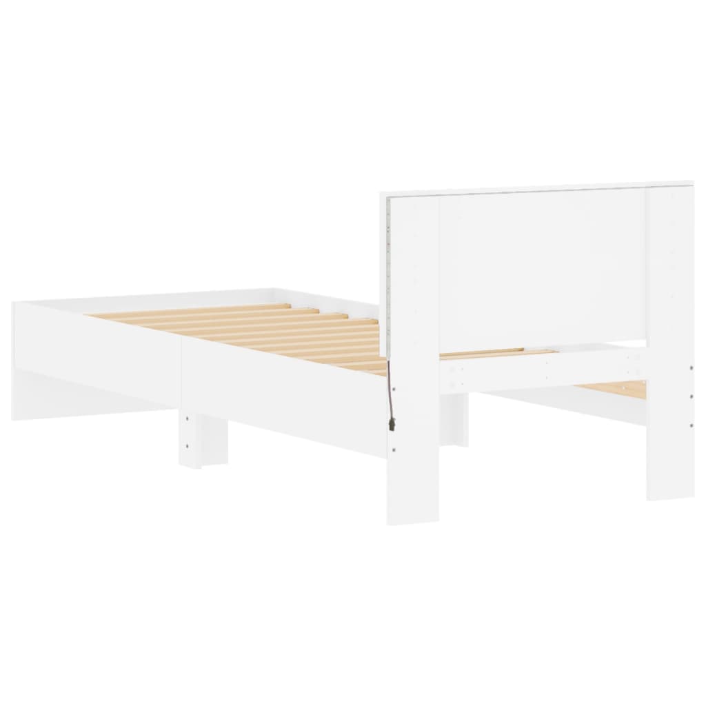 Giroletto con Testiera e LED Bianco 90x190 cm | homemem39
