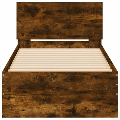 Giroletto con Testiera e LED Rovere Fumo 90x190 cm | homemem39
