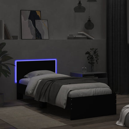 Giroletto con Testiera e LED Nero 75x190 cm | homemem39