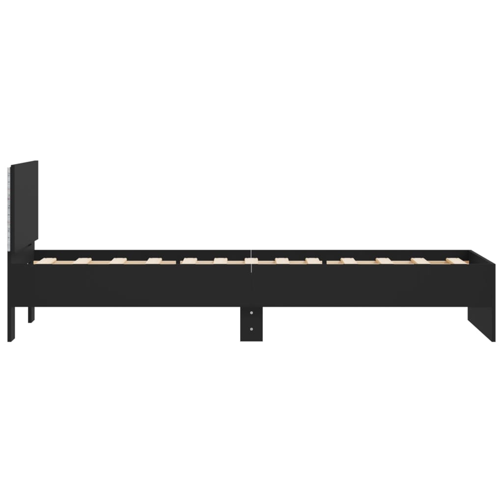Giroletto con Testiera e LED Nero 75x190 cm | homemem39