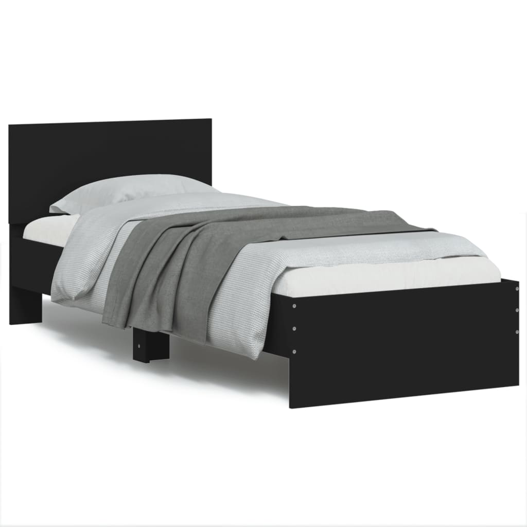 Giroletto con Testiera e LED Nero 75x190 cm | homemem39