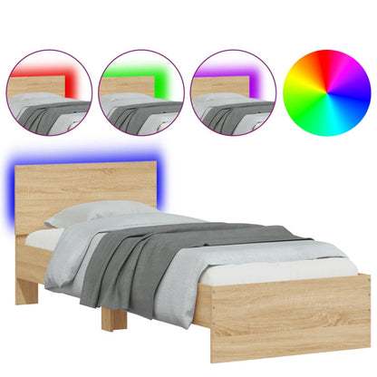 Giroletto con Testiera e LED Rovere Sonoma 75x190 cm | homemem39